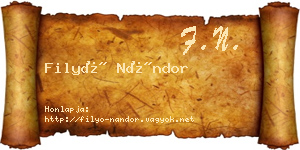 Filyó Nándor névjegykártya